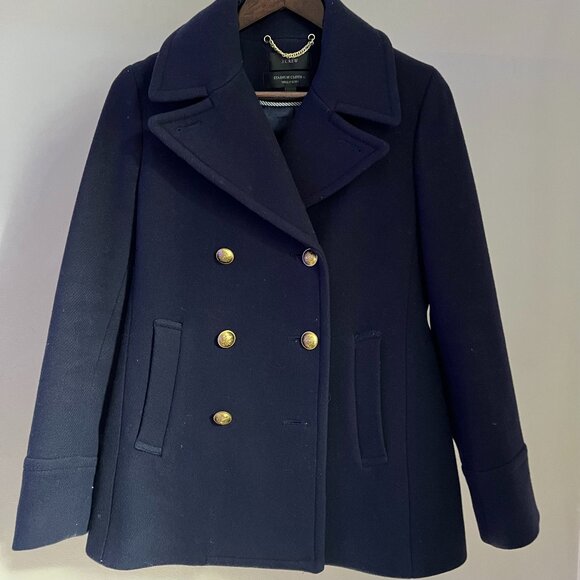 Navy J.Crew Wool Peacoat - Picture 1 of 3